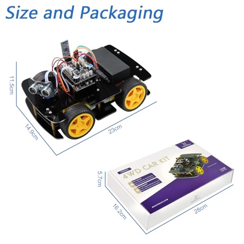 Freenove 4WD Car Kit (Compatible with Arduino IDE), Line Tracking, Obstacle Avoidance, Wireless Control App, Ultrasonic Sensor Motor Servo - color: Without Remote