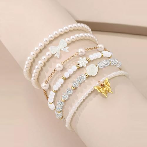 1178 Pcs Pearl Bracelet Making Kit Clear Beads for Bracelets for Adult - color: 12-White & Off-White & Clear