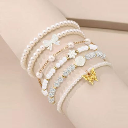 1178 Pcs Pearl Bracelet Making Kit Clear Beads for Bracelets for Adult - color: 12-White & Off-White & Clear