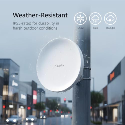 EnGenius EnStation6 Outdoor Wi-Fi 6 Wireless Bridge, 5GHz, 1200 Mbps, 2x2 MIMO, 19 dBi Antenna, 26 dBm, IP55, Long-Range Point-to-Point Up to 18km, Gigabit Port, Weatherproof - size: SINGLE, style: AX