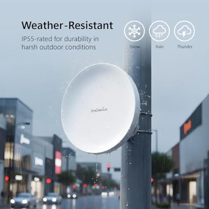 EnGenius EnStation6 Outdoor Wi-Fi 6 Wireless Bridge, 5GHz, 1200 Mbps, 2x2 MIMO, 19 dBi Antenna, 26 dBm, IP55, Long-Range Point-to-Point Up to 18km, Gigabit Port, Weatherproof - size: SINGLE, style: AX