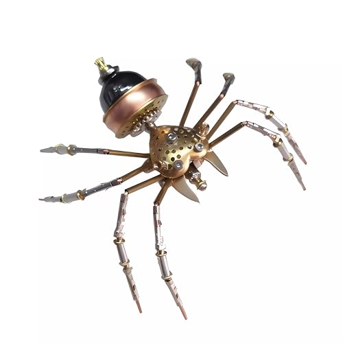 Steampunk 3D Metal Spider Puzzle 140+ Pcs Mechanical DIY Assembly Model Kit 2-3 Hrs Screw Build Unique Desk Decor Birthday for Men Teens(Jumping Spider) - style: Jumping spider
