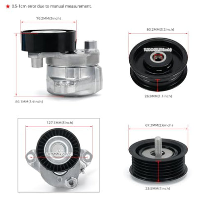 Drive Belt Tensioner and Idler Pulley Serpentine Belt kit Compatible with Mercedes-Benz ML350 C230 C300 C350 E350 S550, 2006-2011#Replace 2722021419 2722000270 6pk2404