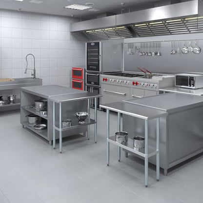 AmGood 16 in. x 36 in. Stainless Steel Work Table | Metal Kitchen Food Prep Table | NSF - size: 36 in. Long x 16 in. Deep without Wheels