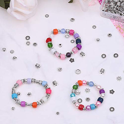 Cridoz Metal Spacer Beads for Making Bracelet, Necklace, Jewelry Making and Findings Accessories, 900Pcs, Silver - color: Silver2