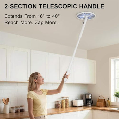 Rotating Head Electric Fly Swatter with 16–40" Telescopic Handle, 4000V