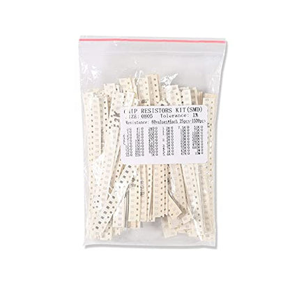1500pcs 0805 SMD Resistor Kit 0805 Chip Resistor Assortment Kit 1% 1/8W 0.125W 60 Values 0 ohm-10M ohm Resistors - style: 0805-1500pcs