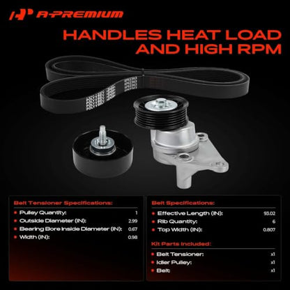 A-Premium Engine Serpentine Belt Drive Kit with Tensioner