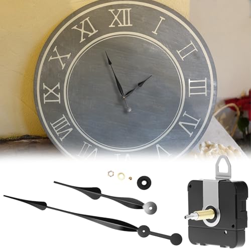 QWORK High Torque Quartz Long Shaft Clock Mechanism Replacement with Hands, Ideal for DIY Clock Projects and Repairs