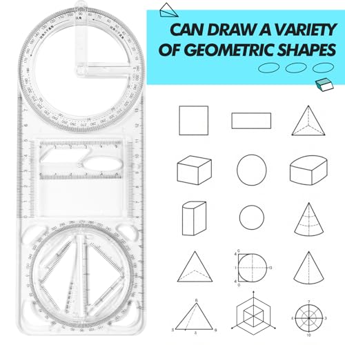 2 Pack 360 Degree Protractor, 6 Inch Multifunctional Drawing Ruler, Upgrade - style: Upgrade