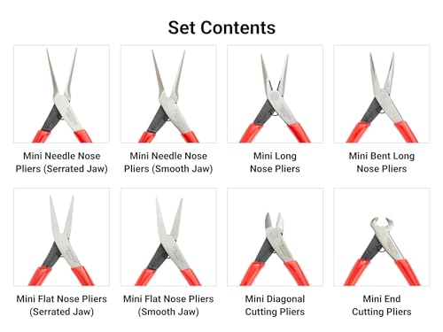 TEKTON Mini Pliers Set with Roll, 8-Piece | PMN99910 - size: 8-Piece with Roll