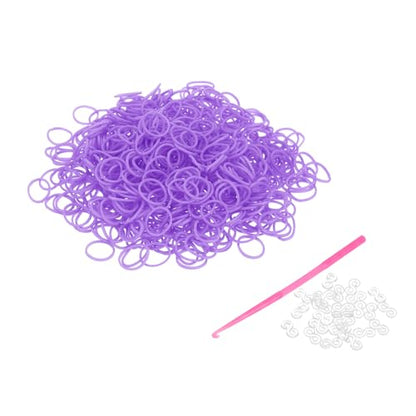 uxcell 600Pcs Loom Rubber Band, Bracelet Making Refill Kit Elastic Loom Band with 25Pcs S-Clips and 1Pcs Crochet Hooks for Weaving DIY Handcrafts, Light Purple - color: Light Purple