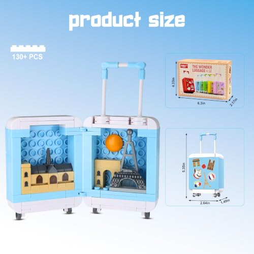 BloxBrix City Travel Suitcase Building Blocks Set, France Skyline Architecture Model, Educational Gift for Kids & Adults (131pcs)