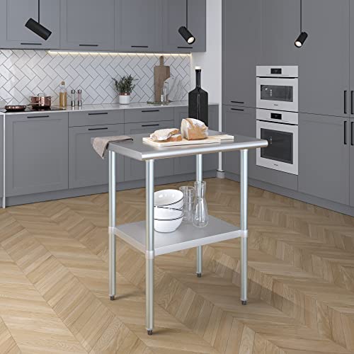 AmGood 24 in. x 30 in. Stainless Steel Work Table | Metal Kitchen Food Prep Table | NSF - size: 30 in. Long x 24 in. Deep without Wheels
