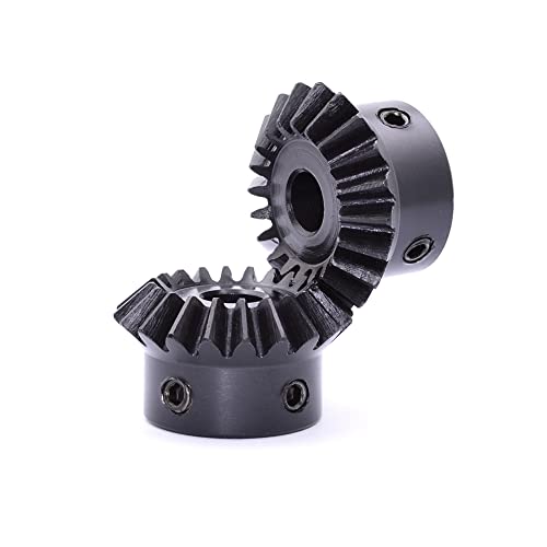 2 Pcs 1.5M 20 Teeth 8/10/12/14/15/16mm Shaft Hole Tapered Bevel Gear 1: 1# 45 Steel 1.5 Module 90 Degree Steering Gear with M5 Fixing Hole (10mm) - size: 10 mm