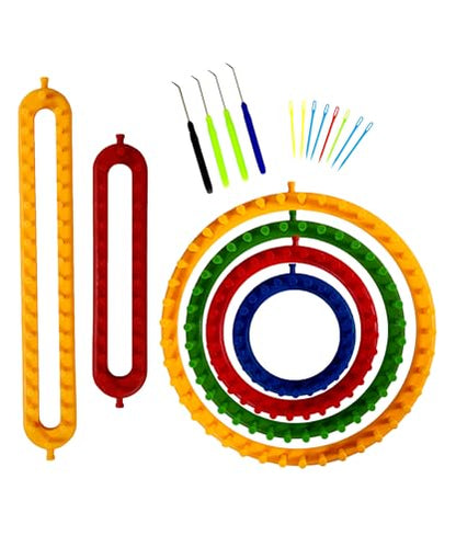 Olikraft Knitting Loom Kit for Beginners, 4 Round and 2 Rectangular Looms