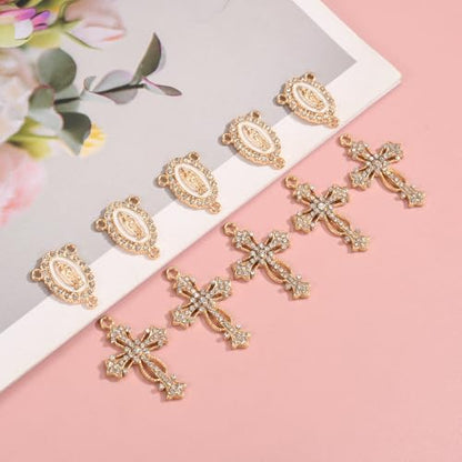 20 Piece Set Rhinestone Cross Connectors and Pendants for Jewelry Making (Gold - Cross B) - color: Gold - Cross B