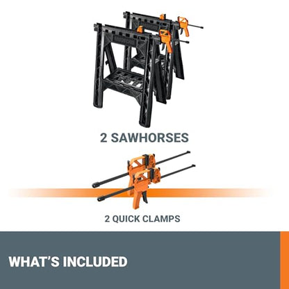 Worx WX065 Clamping Sawhorses with Bar Clamps - style: Clamping Sawhorse Pair