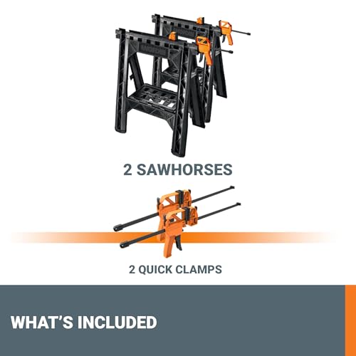 Worx WX065 Clamping Sawhorses with Bar Clamps - style: Clamping Sawhorse Pair
