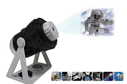 LEXiBOOK NLJ181i1 Speaking 2-in-1 Planetarium Projector, 24 Images to Discover Space, 2 Constellation Domes, STEM, Black/White - style: NLJ181i1