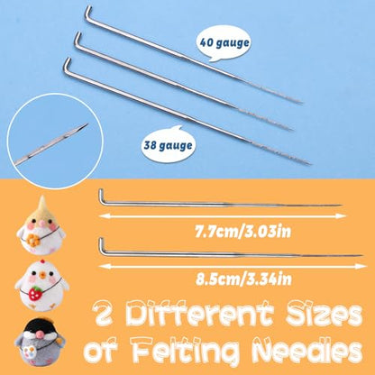 SOCNITC 3 Pcs Animal Needle Felting Starter Kit with Needle Felting Tools - color: White+Light Yellow+Gray