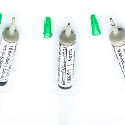TechDiamondTools Diamond Polishing Paste Kit — 3 Grits (1500, 3000, 5000) | USA Made | Oil-Based Syringes | Progressive Polishing Set for Metal, Glass, Gemstone, Knife, Jewelry | 10% Diamond Powder - size: 1500 3000 5000 Grit, style: Light 10% concentrati