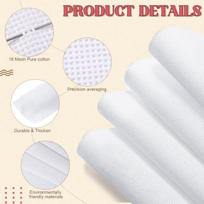 Frienda 28 Pcs Needlepoint Canvas 14 Mesh, 2 Sheets 16x20 Inch White - style: 14 Mesh