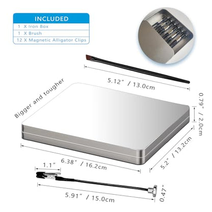 Magnetic Helping Hands for Soldering with 12 Flexible Magnetic Clips - All-in-One Steel Box Station with Brush, Ideal as a Model Painting Stand, Soldering, PCB, and Crafts (Silver) - color: Silver, size: M