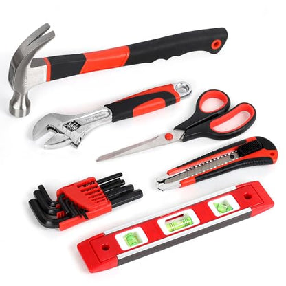 FASTPRO 220-Piece Home Tool Set, Household Repairing Tool Kit, Red - color: Red