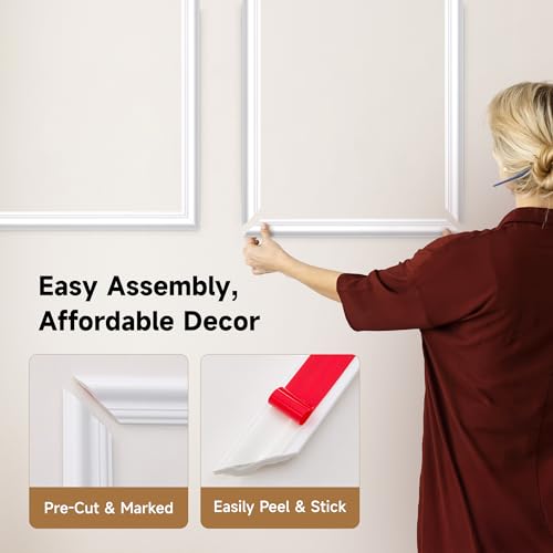 INMOZATA Pre-Cut Peel and Stick Wall Molding, 50" x 20",50" x 40" - size: 50" x 20",50" x 40"