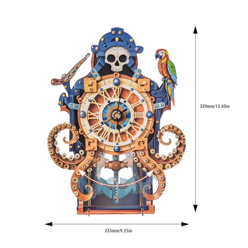 3D Puzzles for Adults, Sea Monster Octopus Wall Clock 3D Wooden Puzzles Clock Kits for DIY Birthday Gift for Women Men Home Decor Holiday Christmas - color: Octopus