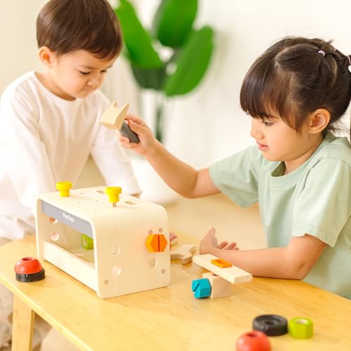 PlanToys® Wooden Little Tool Bench Montessori Construction Kids STEM Toy - color: Little Tool Bench