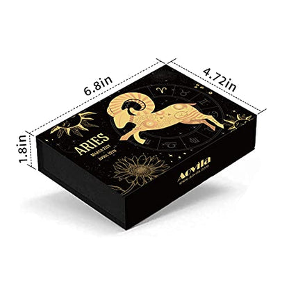 Aries Crystals Gift Set, Zodiac Signs Healing Crystals Birthstones with Horoscope Box Set Aries Astrology Crystals Healing Stones Gifts - color: Aries