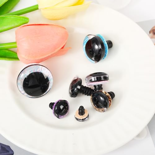 MUCUNNIA 180pcs 12-30mm 3D Mermaid Moon Safety Eyes for Dolls with Washers - color: moon new glitter