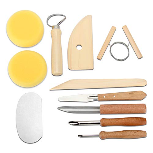 Blisstime 42pcs Pottery Tools, Clay Sculpting Tool Kit Air Dry Clay Tools, Clay Kit for Pottery Wheel, DIY Arts and Crafts - color: Burlywood
