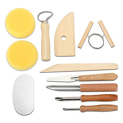 Blisstime 42pcs Pottery Tools, Clay Sculpting Tool Kit Air Dry Clay Tools, Clay Kit for Pottery Wheel, DIY Arts and Crafts - color: Burlywood