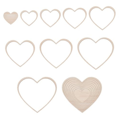 UNICRAFTALE 9Pcs Ceramics Plate Forming Molds Heart Pottery Tools Wooden Concentric Geometric Figure Rail Set Clay Molds DIY Dish Slump Mold for Ceramic Cutting and Printing Blank Modeling - size: 10.6-26.7cm Long