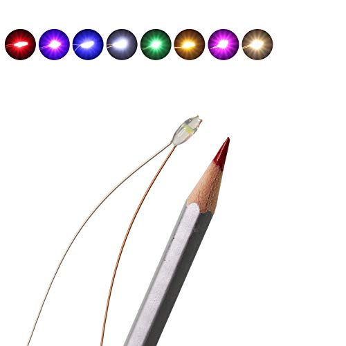 Evemodel 240pcs Pre-Wired Micro Litz Wire 8 Colors 0603 SMD LED Light 7.8'' Wire Resin Cover Waterproof CD0603M - color: Mix Color
