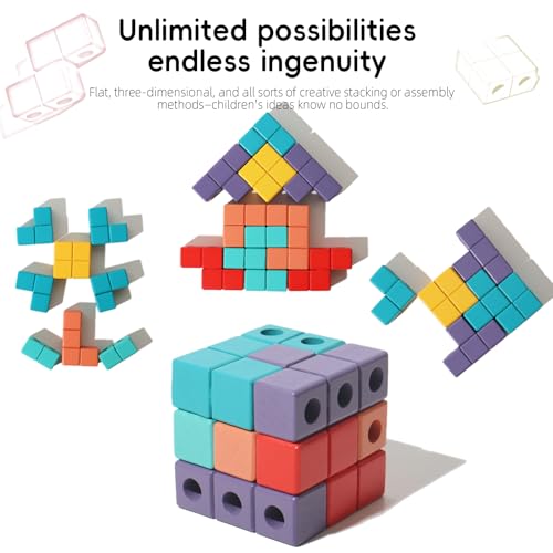 Wooden Stacking Blocks Puzzle Board Game, Montessori Toys for Toddlers Kids - color: Colorful B