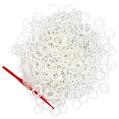 3000 Loom Rubber Bands Refill Kit,75 S-Clips & 5 Hooks Bracelet DIY White - color: White