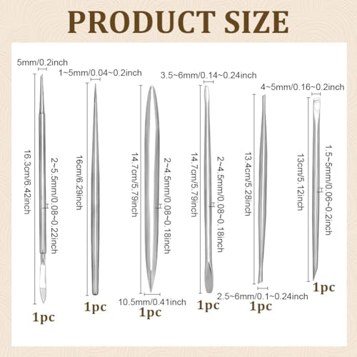 FINGERINSPIRE 6PCS Clay Sculpting Tools Stainless Steel Polymer Clay Sculpting Detail Tool Kit Double-Ended Wax Carving Tools Set for Artists DIY Craft Miniature Modeling