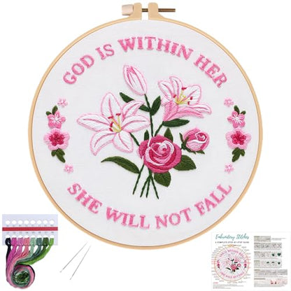 Louise Maelys Easter Tulip Rose Embroidery Kit for Beginners DIY - color: Easter Flowers