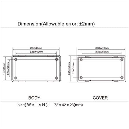 LeMotech Project Box, 5 Pieces ABS Electrical Box Small Junction Box for Electronics PCB Case,Electronic Hobby Box Black, Outside Size 2.8 x 1.7 x 0.9 inch (72x 42x 23 mm) - size: 2.8" x 1.7" x 0.9"(5pc)