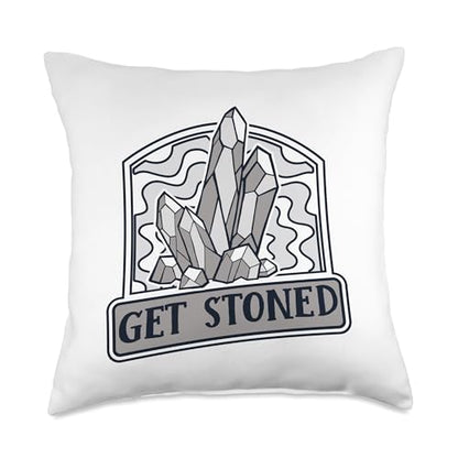 Best Rocks And Minerals Kit Guide Collection Gifts Get Stoned Geologist Rockhounding Mineral Collector Throw Pillow, 18x18, Multicolor - size: 18x18