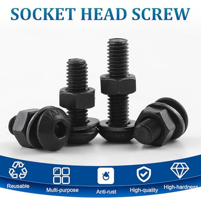 NINDEJIN 580pcs M2 M3 M4 M5 Hex Socket Cap Screws Set, 8 12 16 20mm Screw Bolts and Nuts Assortment Kit, 304 Stainless Steel Metric Hex Socket Screws and Nuts and Flat Wahser Set, Fully Machine Thread - size: 580Pcs M2-M5 8mm-20mm