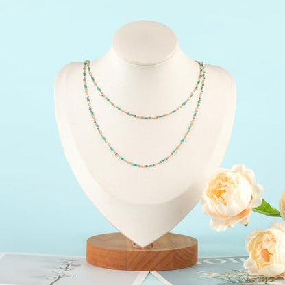 UMAOKANG Gold Plated Stainless Steel Jewelry Chain Roll Blue Enamel Chains - color: Gold-Blue