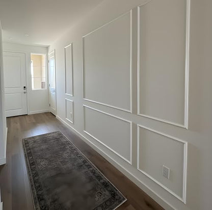 Pre-Cut Peel and Stick Wall Molding Kit Wainscoting Trim- Self Adhesive Premade Accent Panel Chair Rail for Interior Moulding Home Decor Accent Wall Set of 6 pcs - 3 Top 3 Bottom, Ready to Assemble - size: (54×24+24×24) x2 + (54×48+24×48)