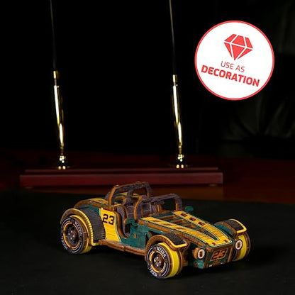 WOODEN.CITY Roadster LE 3D Wooden Puzzles for Adults – Build Your Own Roadster car with Rubber‑Band Motor – Self‑Assembly Model, DIY Gift for Adults and Teens - style: Roadster
