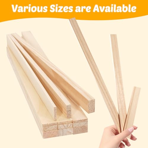 Wooden Sticks Wooden Dowels for Crafts, Wood Strips Slats for Crafts 1/8"x 3/4" x 6", 40 PCS Wood Trim Planks Boards for Wall, Unfinished Pine Lumber Pieces for Crafting, Woodworking Models Making - size: 1/8x3/4x6 in-40 PCS