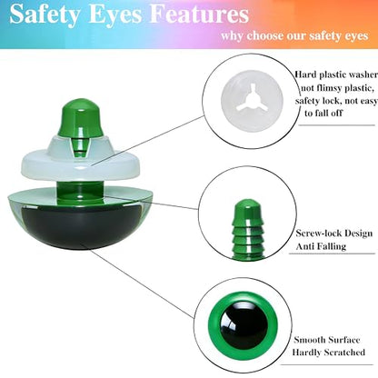 BESTCYC 60pcs 24mm Green Plastic Safety Eyes Craft Eyes with Washers for Amigurumi Dolls Plush Animals DIY Craft Lovers Doll Makers Crochet Craft Supplies - color: Green, size: 24mm